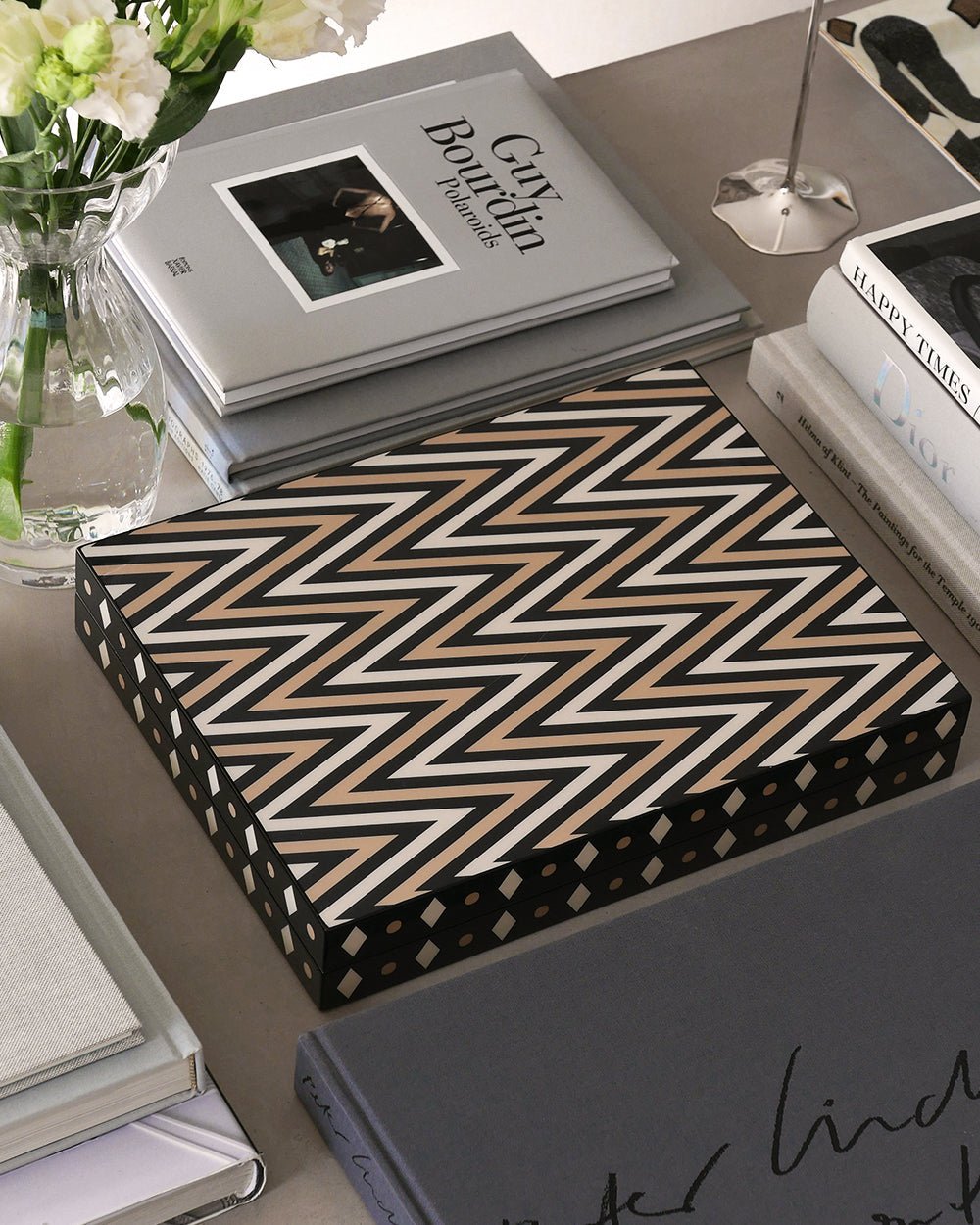 Lacquered Backgammon - Black/Beige - Joy Gift Shoppe