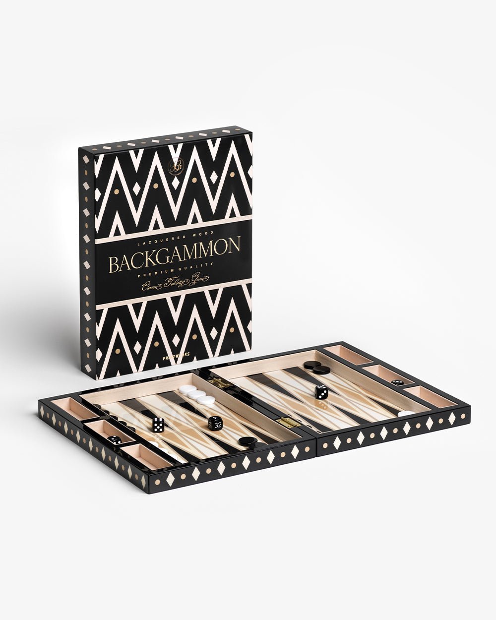 Lacquered Backgammon - Black/Beige - Joy Gift Shoppe