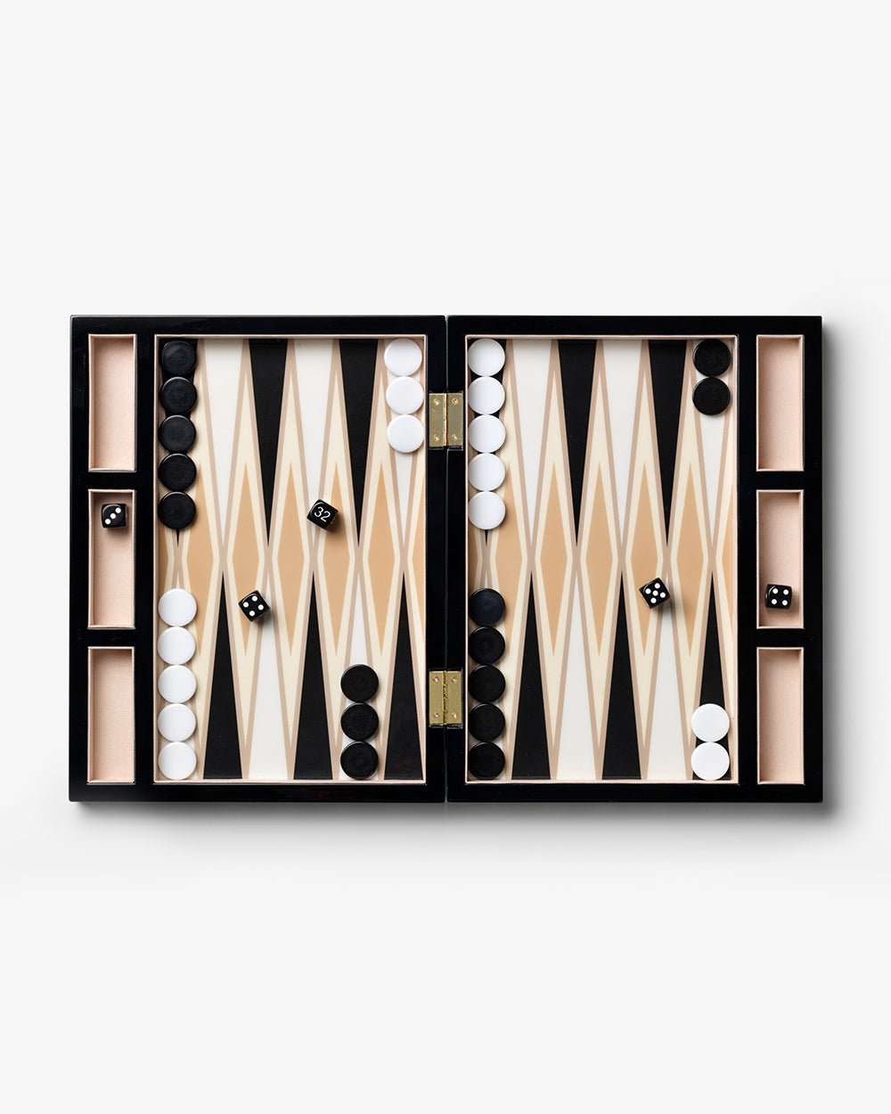 Lacquered Backgammon - Black/Beige - Joy Gift Shoppe
