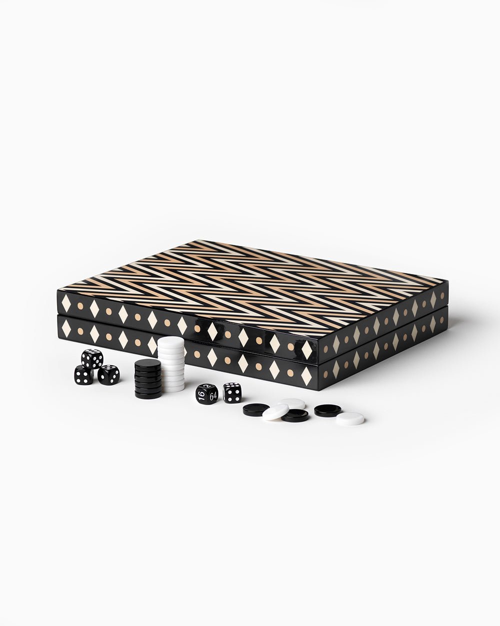 Lacquered Backgammon - Black/Beige - Joy Gift Shoppe