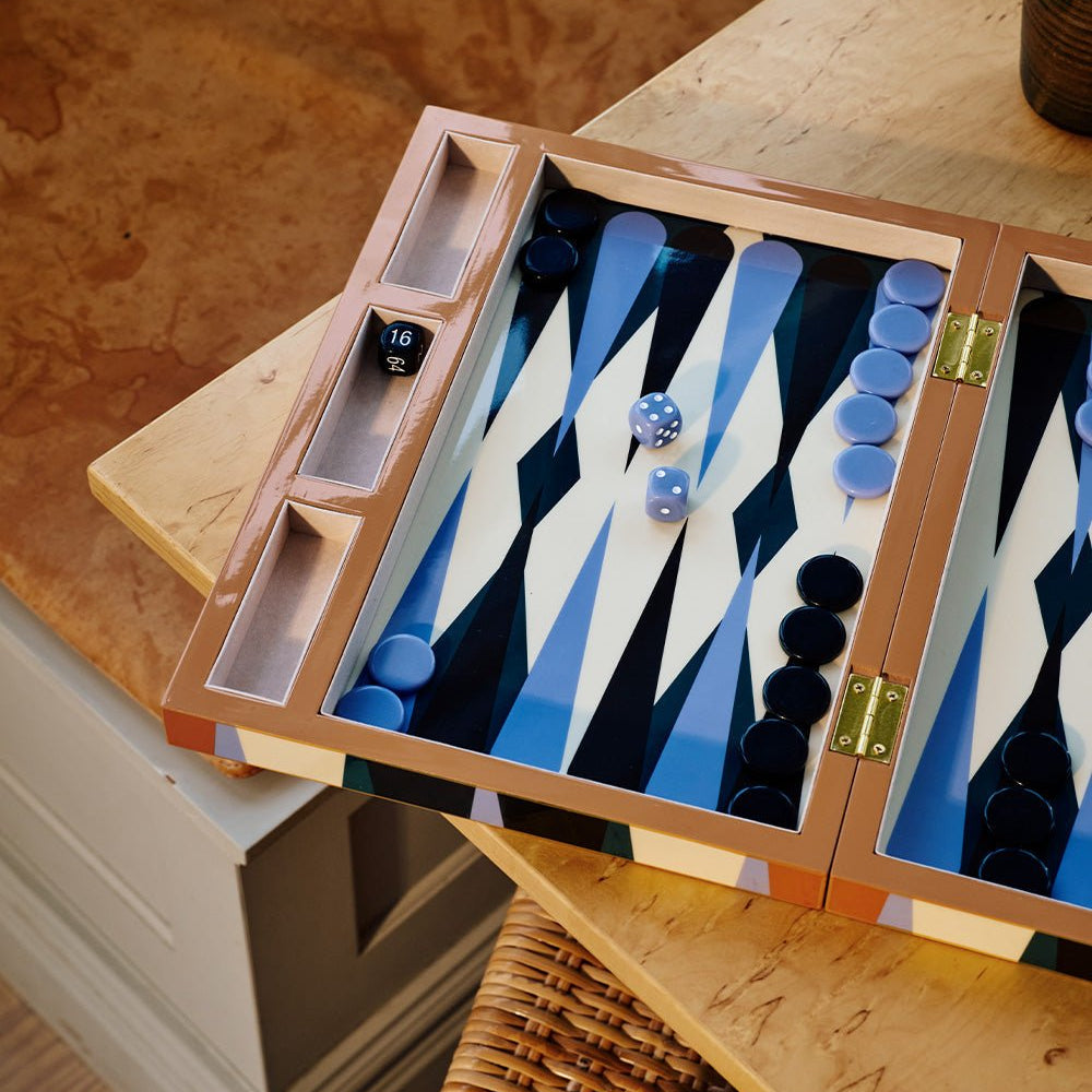Lacquered Backgammon - Brown/Multi - Joy Gift Shoppe