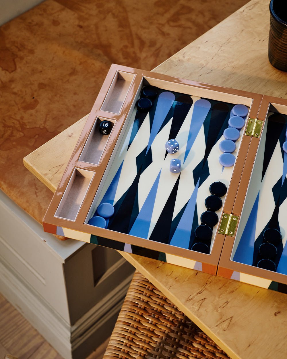 Lacquered Backgammon - Brown/Multi - Joy Gift Shoppe
