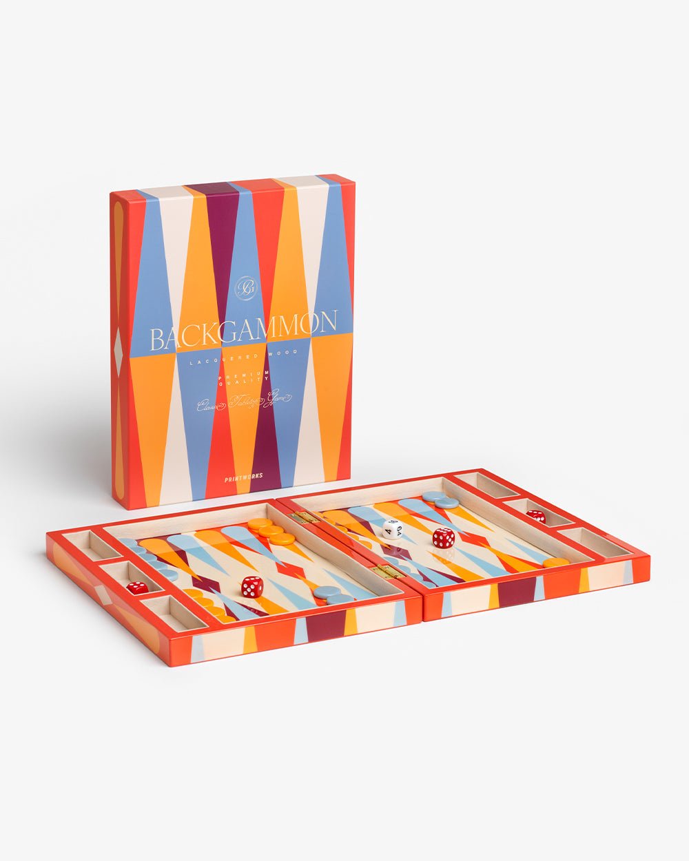 Lacquered Backgammon - Red/Multi - Joy Gift Shoppe
