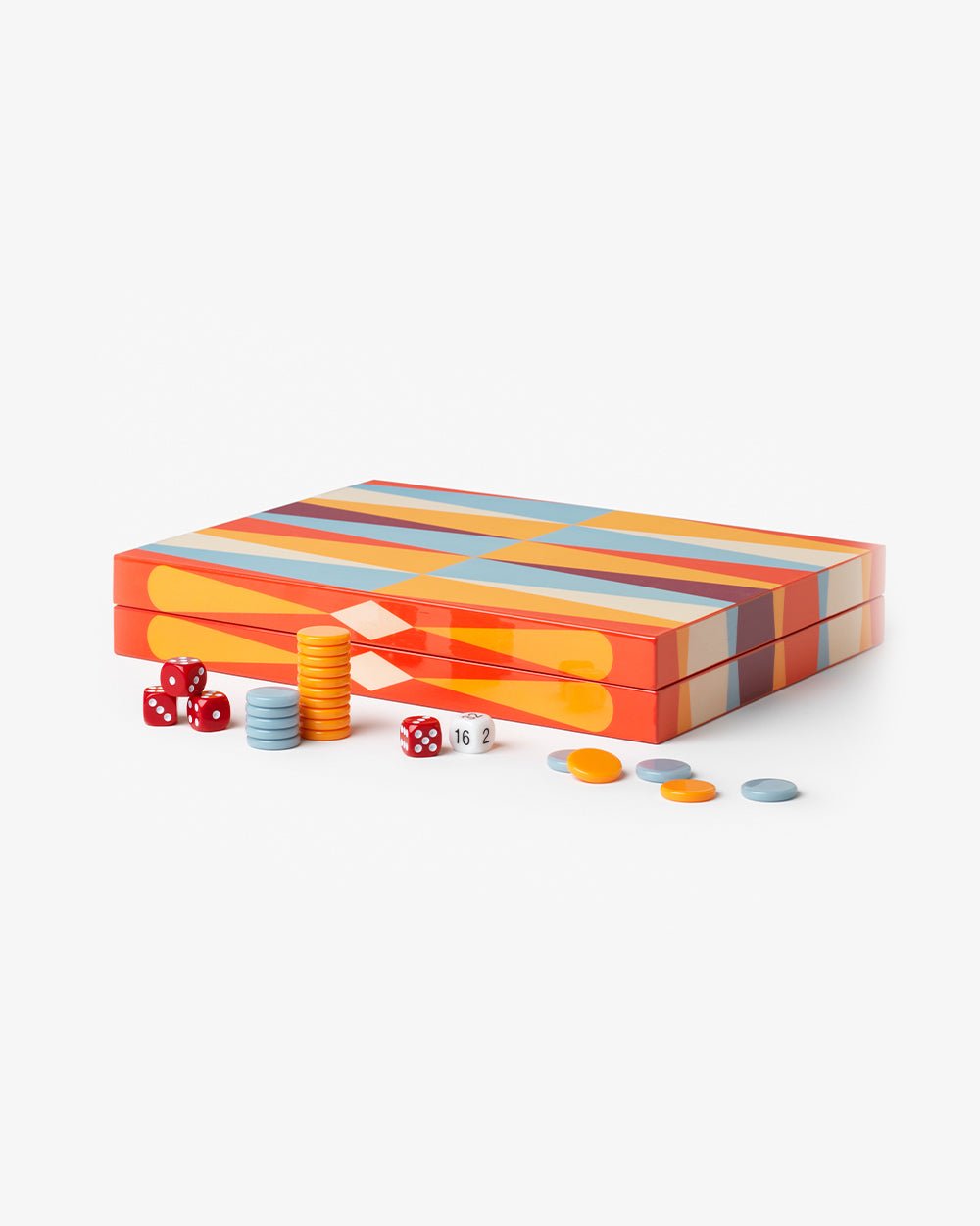 Lacquered Backgammon - Red/Multi - Joy Gift Shoppe