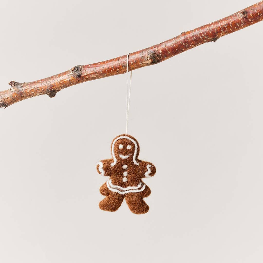 Lady Felted Gingerbread Ornament - Joy