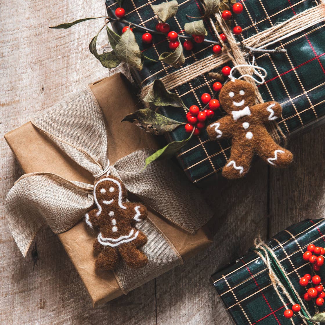 Lady Felted Gingerbread Ornament - Joy