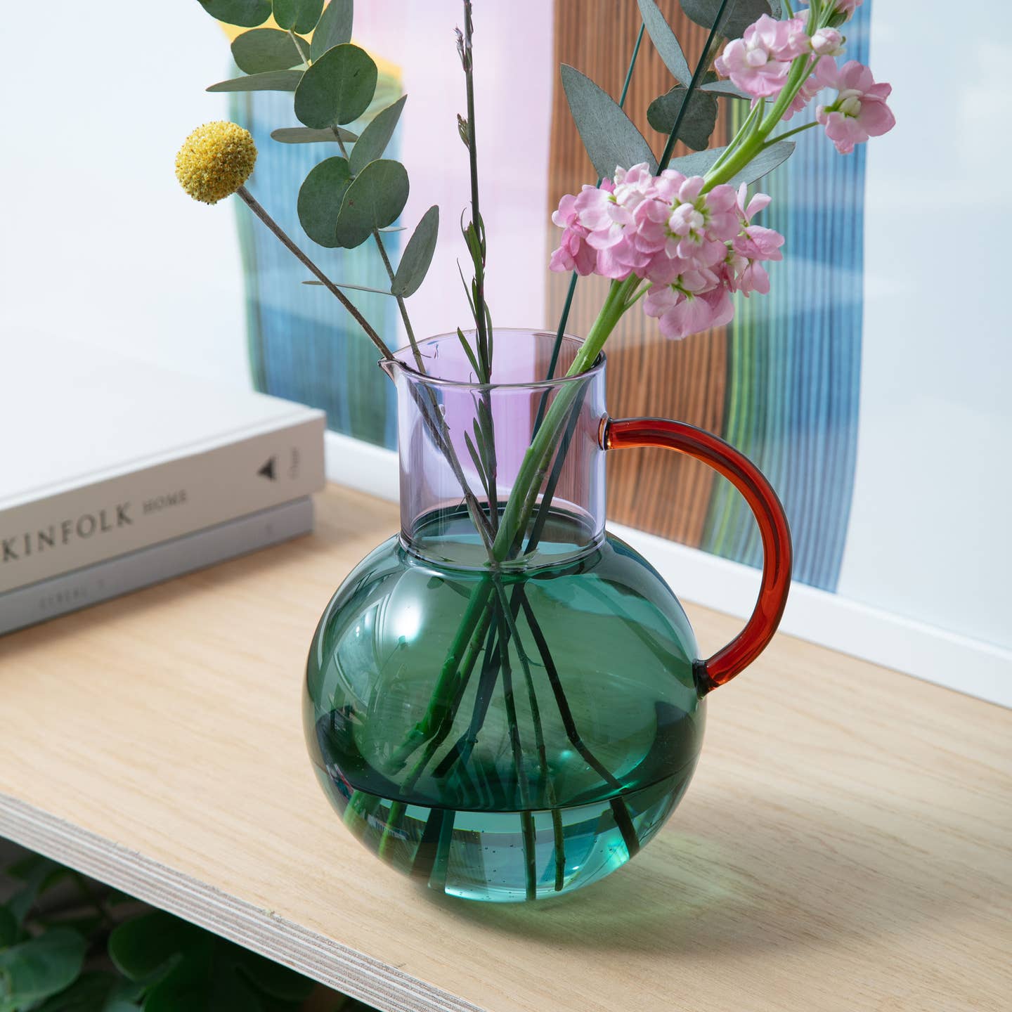Large Pablo Glass Jug - Teal/Purple/Amber - Joy