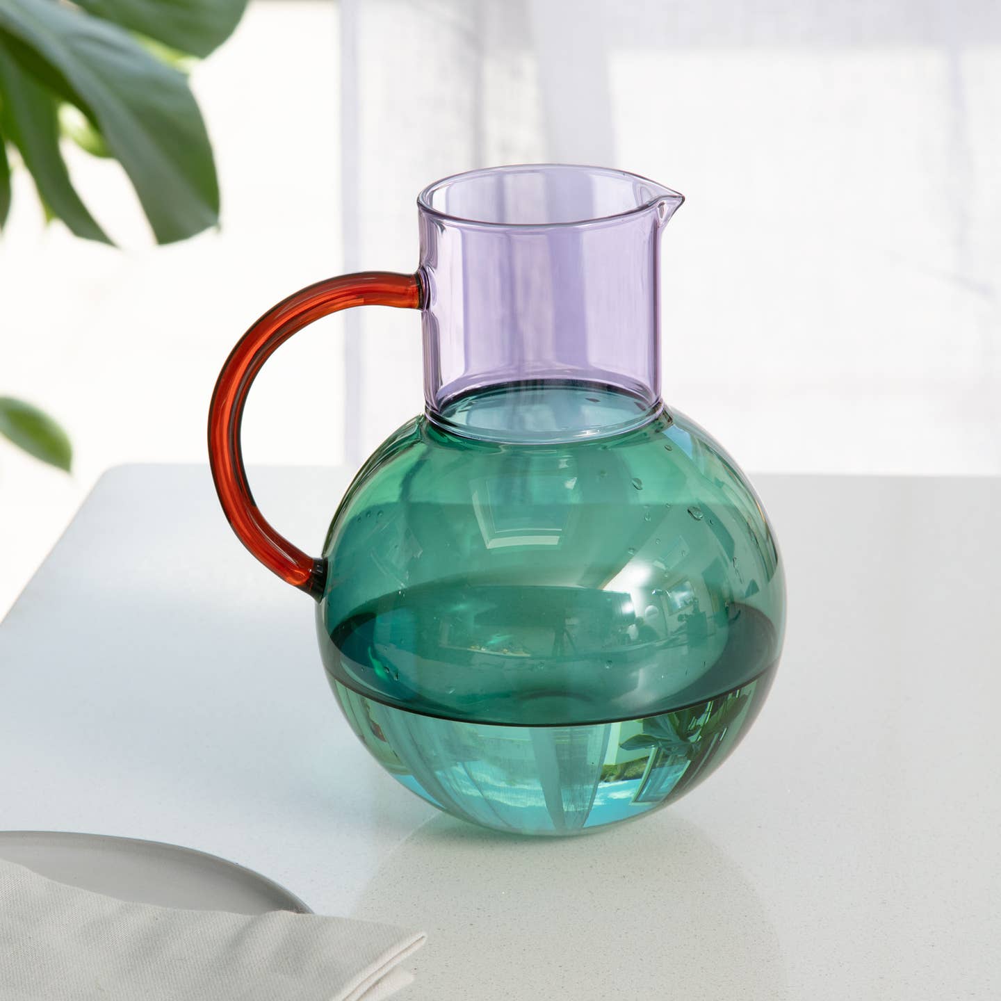 Large Pablo Glass Jug - Teal/Purple/Amber - Joy