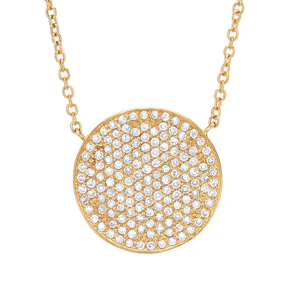 Large Pave Disc Necklace - 15mm - Joy Gift Shoppe