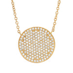 Large Pave Disc Necklace - 15mm - Joy Gift Shoppe