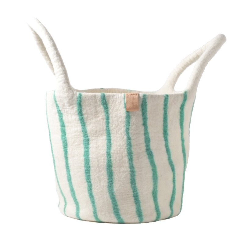 Large Wool Basket - Green Stripes - Joy
