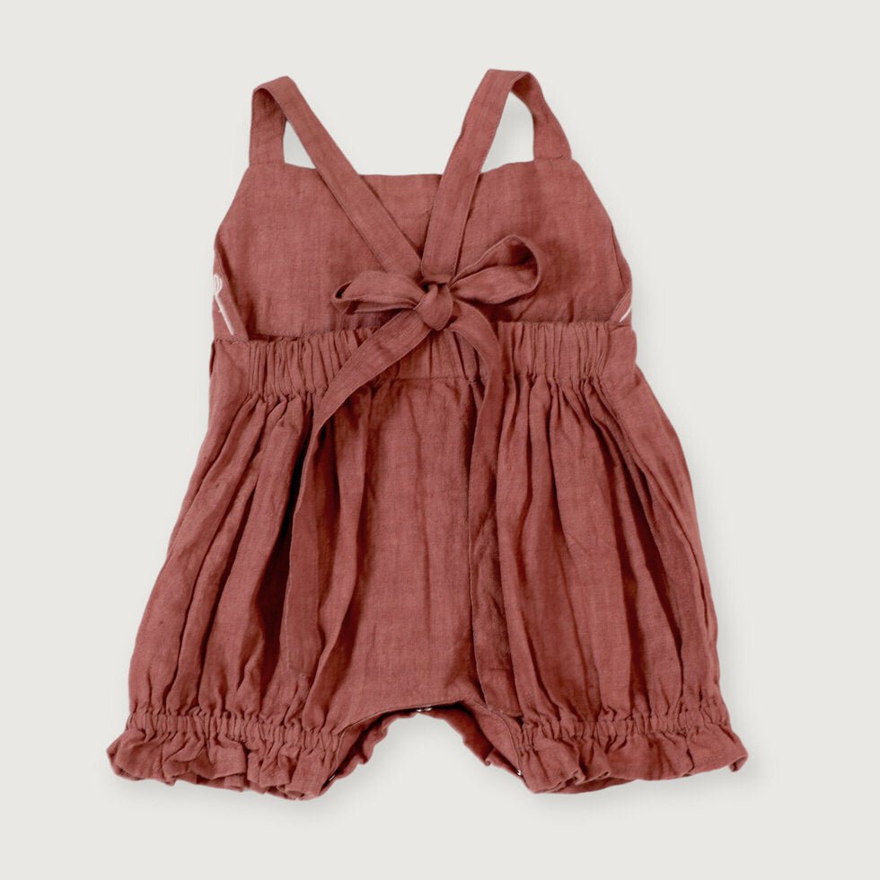 Leonie Linen Embroidered Bubble Baby Romper - Joy