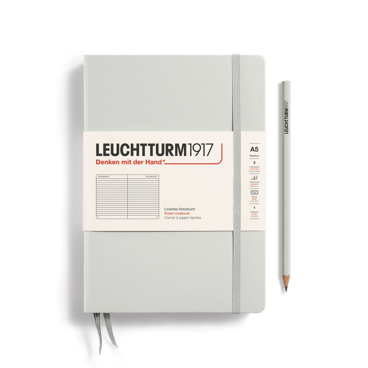 Light Grey Medium Hardcover Notebook - Ruled - Joy