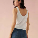 Linen Ribbed V Neck Tank - Joy