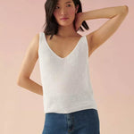 Linen Ribbed V Neck Tank - Joy