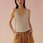 Linen Ribbed V Neck Tank - Joy