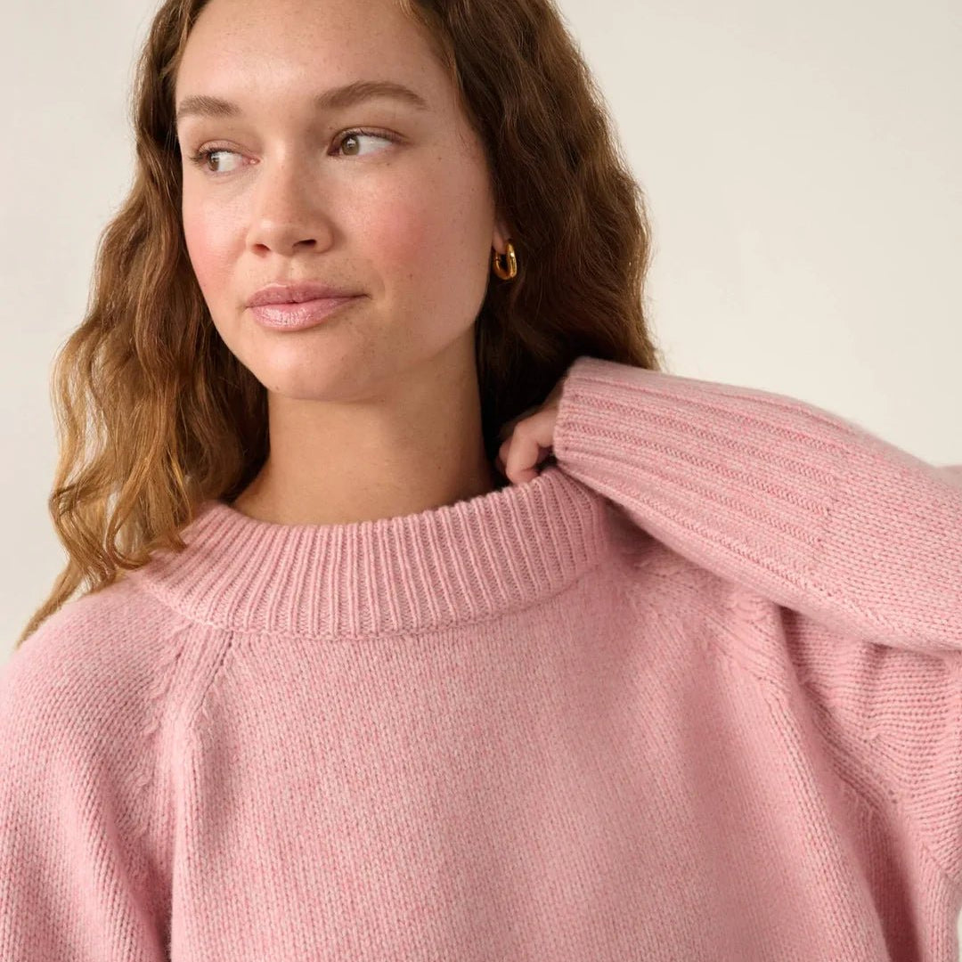 Lofty Wool Cashmere Blend Marled Crewneck - Joy