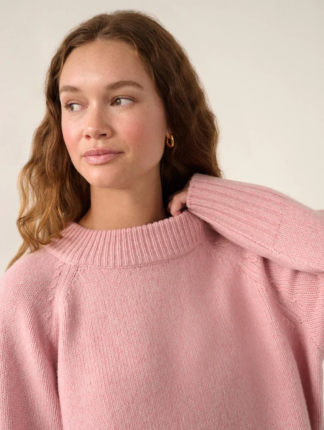 Lofty Wool Cashmere Blend Marled Crewneck - Joy