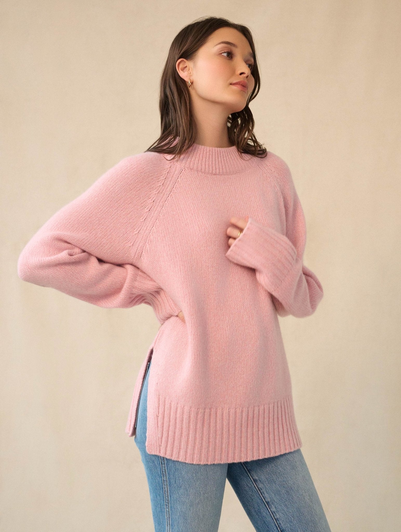 Lofty Wool Cashmere Blend Marled Crewneck - Joy