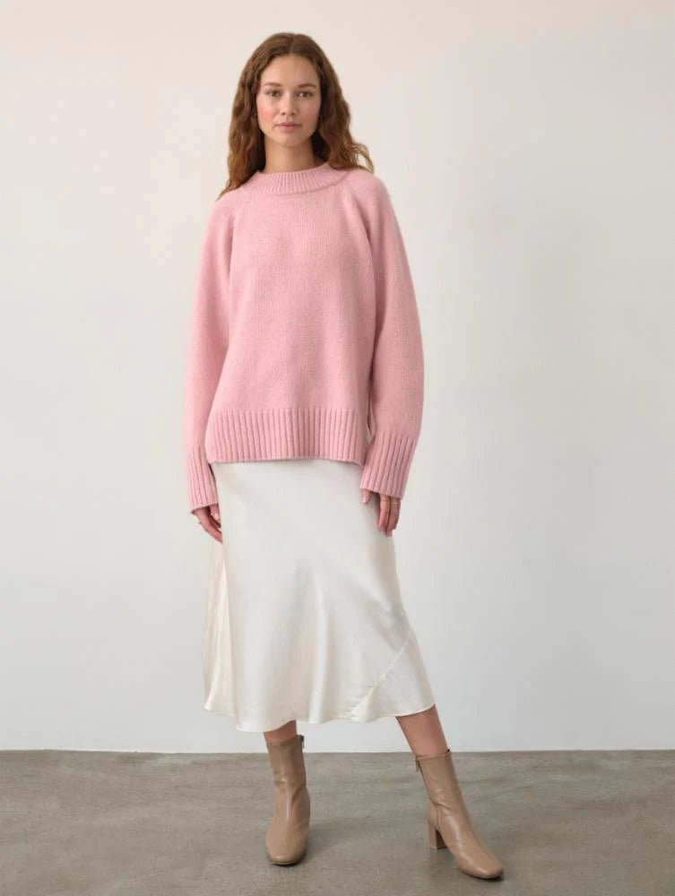 Lofty Wool Cashmere Blend Marled Crewneck - Joy