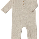 MASON Heathered Biscuit Ribbed Henley Romper - Joy