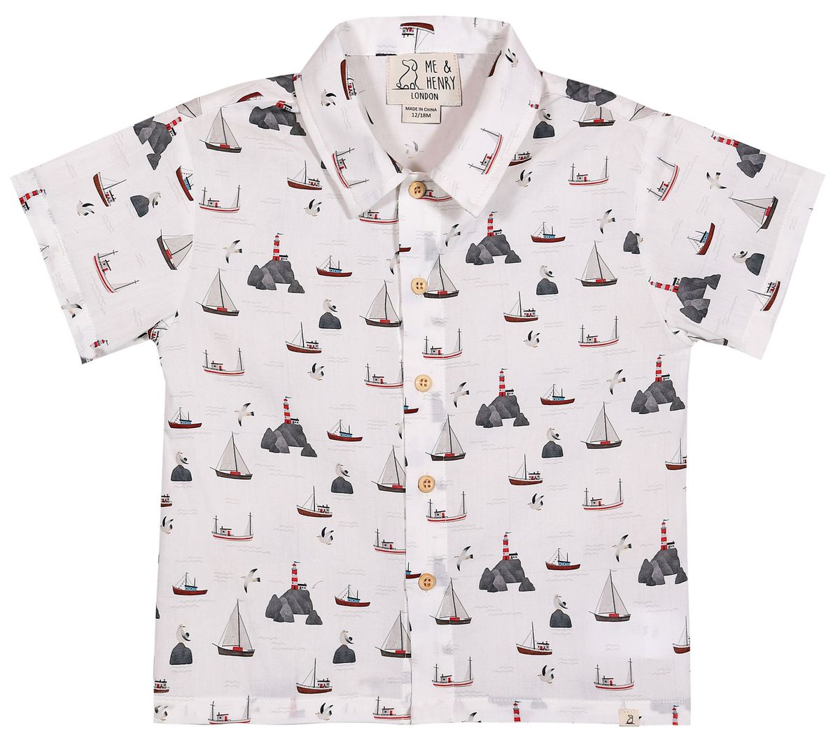 MAUI White Harbor Printed Shirt - Joy