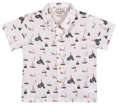 MAUI White Harbor Printed Shirt - Joy