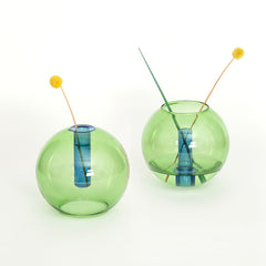 Medium Bubble Glass Vase - Green/Blue - Joy