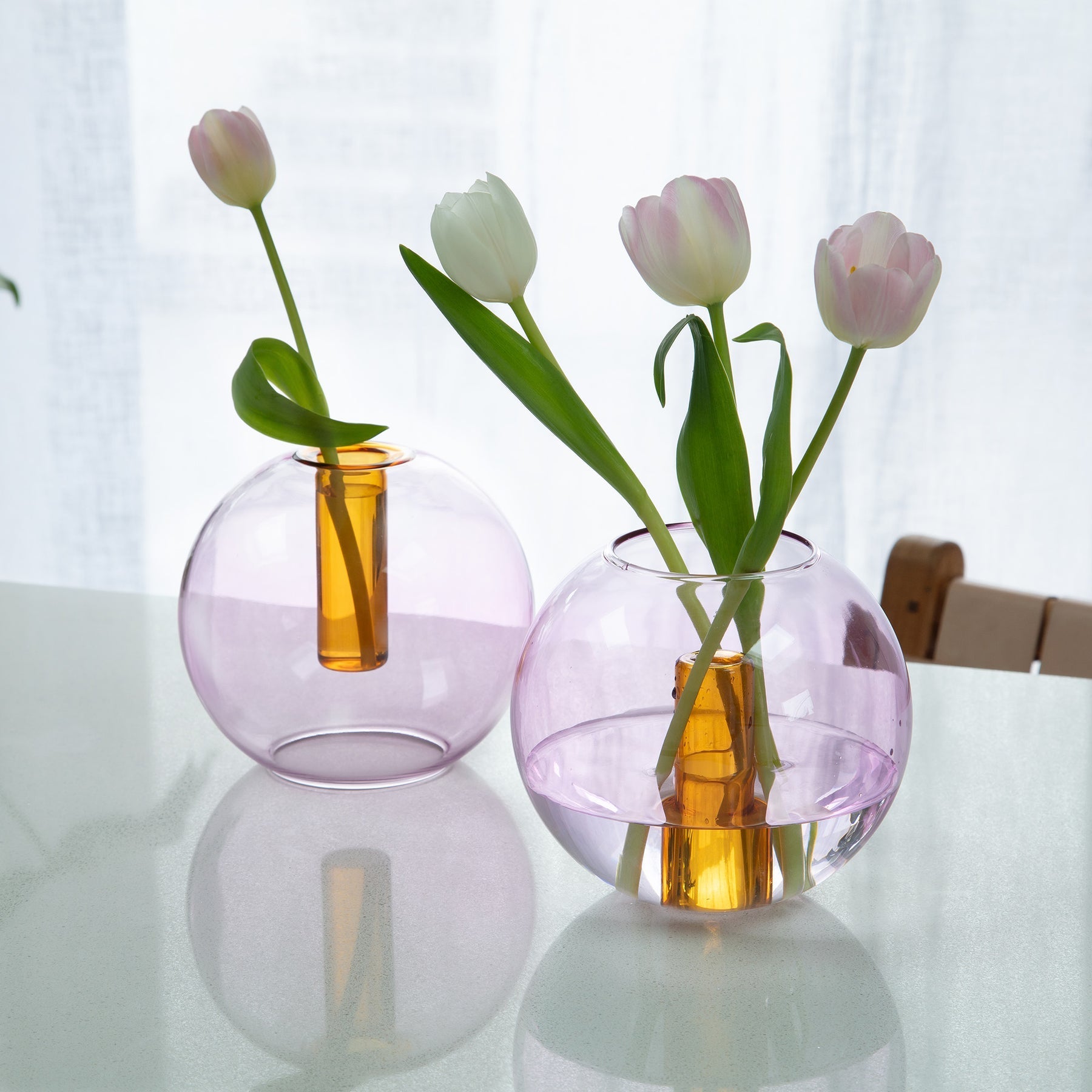 Medium Bubble Glass Vase - Lilac/Peach - Joy