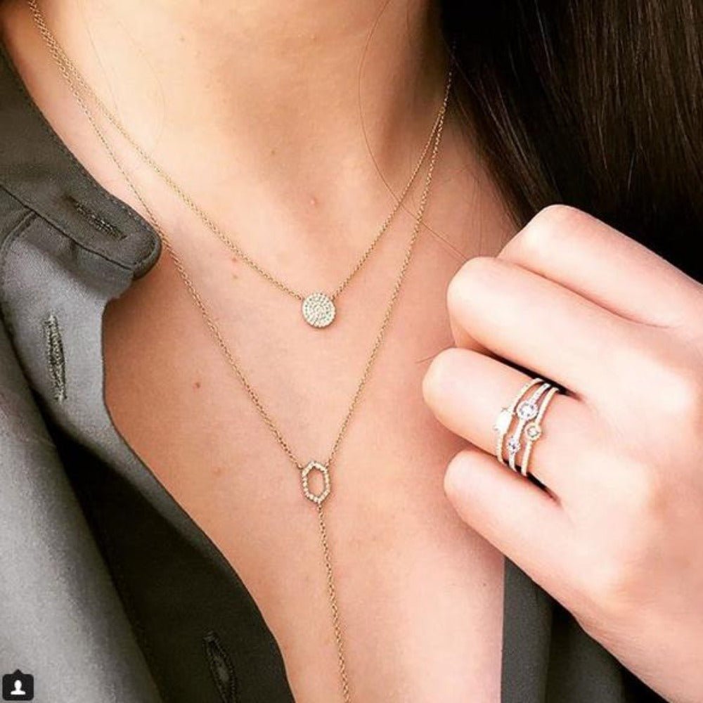 Medium Pave Disc Necklace 8mm - Joy Gift Shoppe