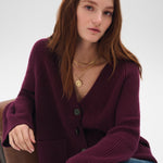 Merino Cashmere Ribbed Boyfriend Cardigan - Joy