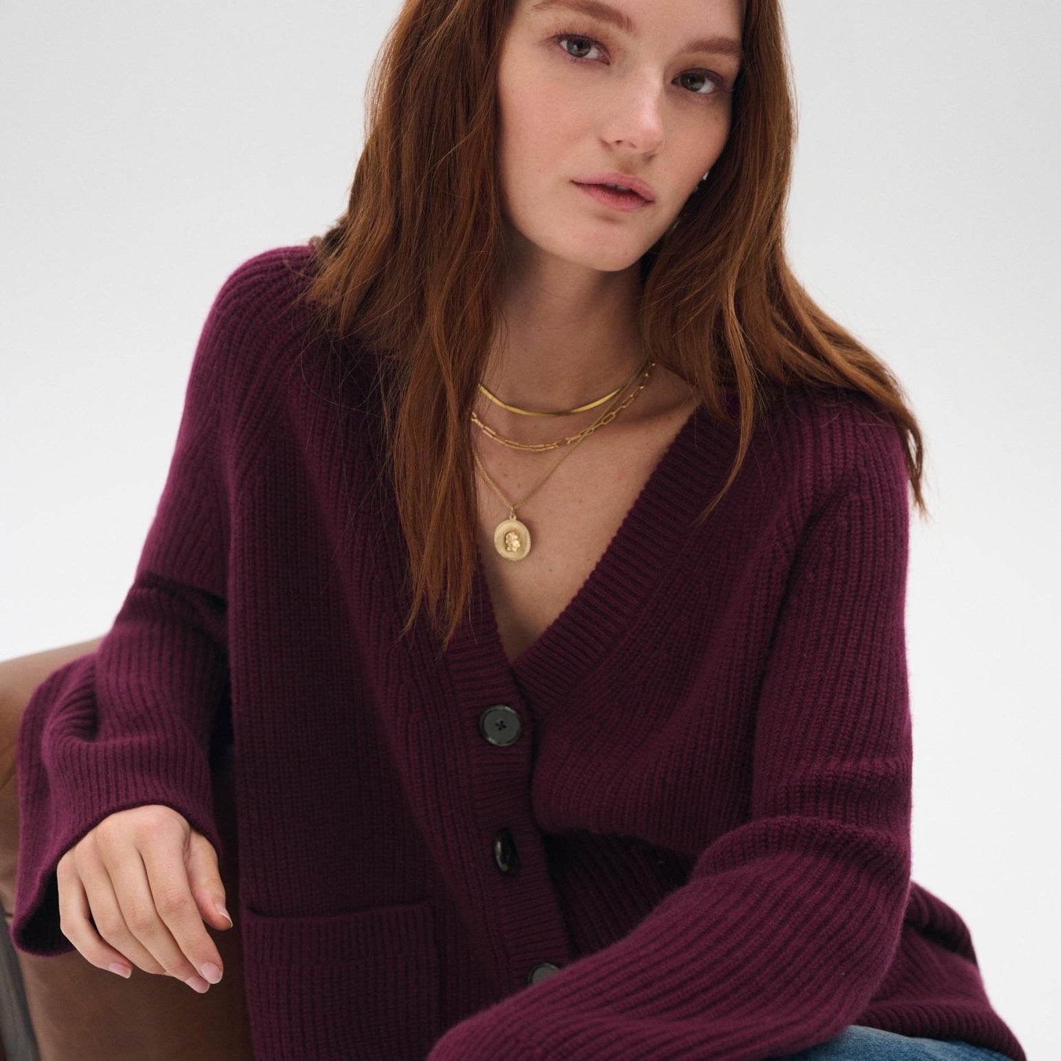 Merino Cashmere Ribbed Boyfriend Cardigan - Joy