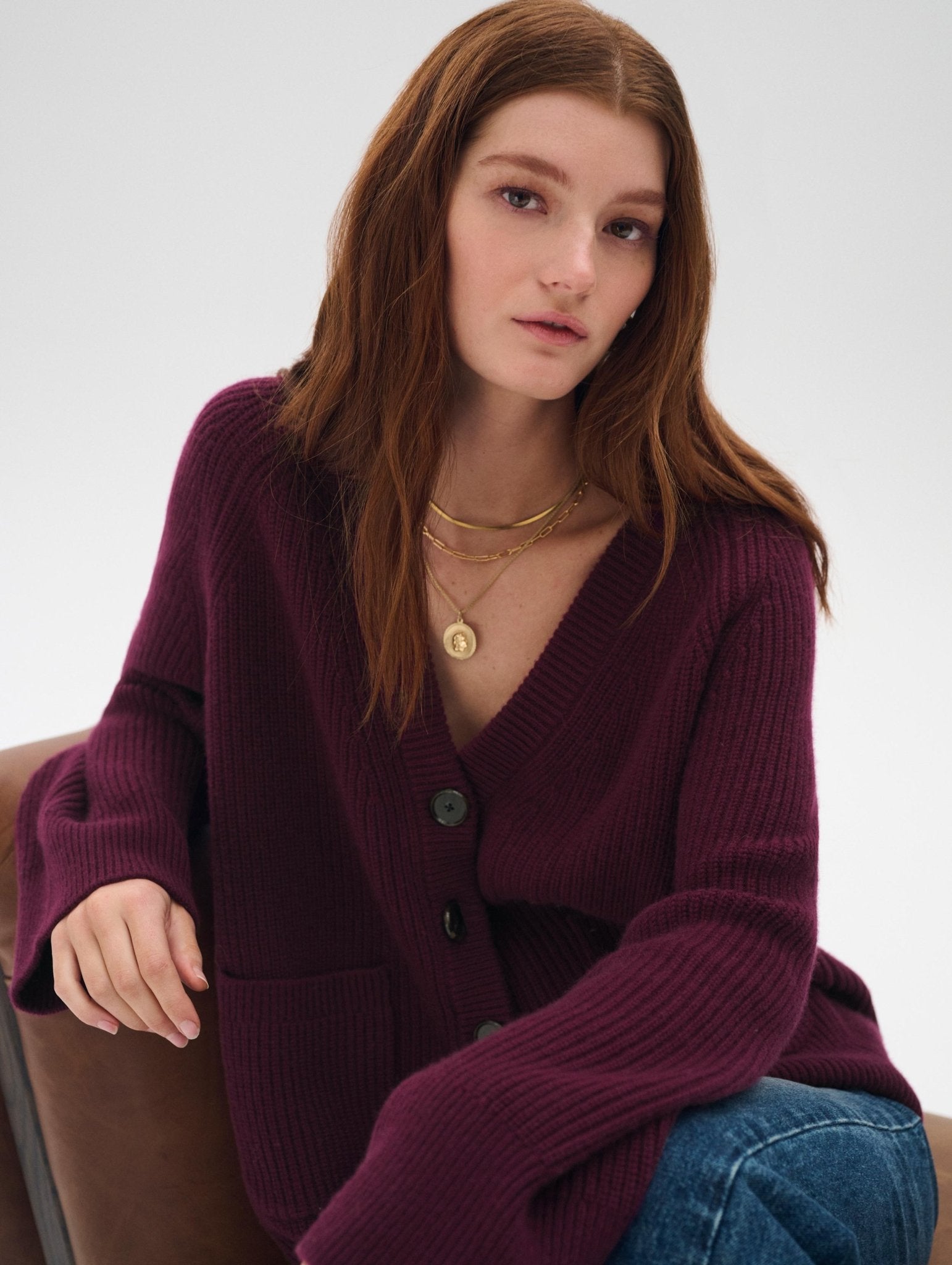 Merino Cashmere Ribbed Boyfriend Cardigan - Joy