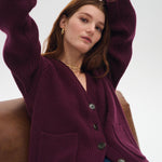 Merino Cashmere Ribbed Boyfriend Cardigan - Joy