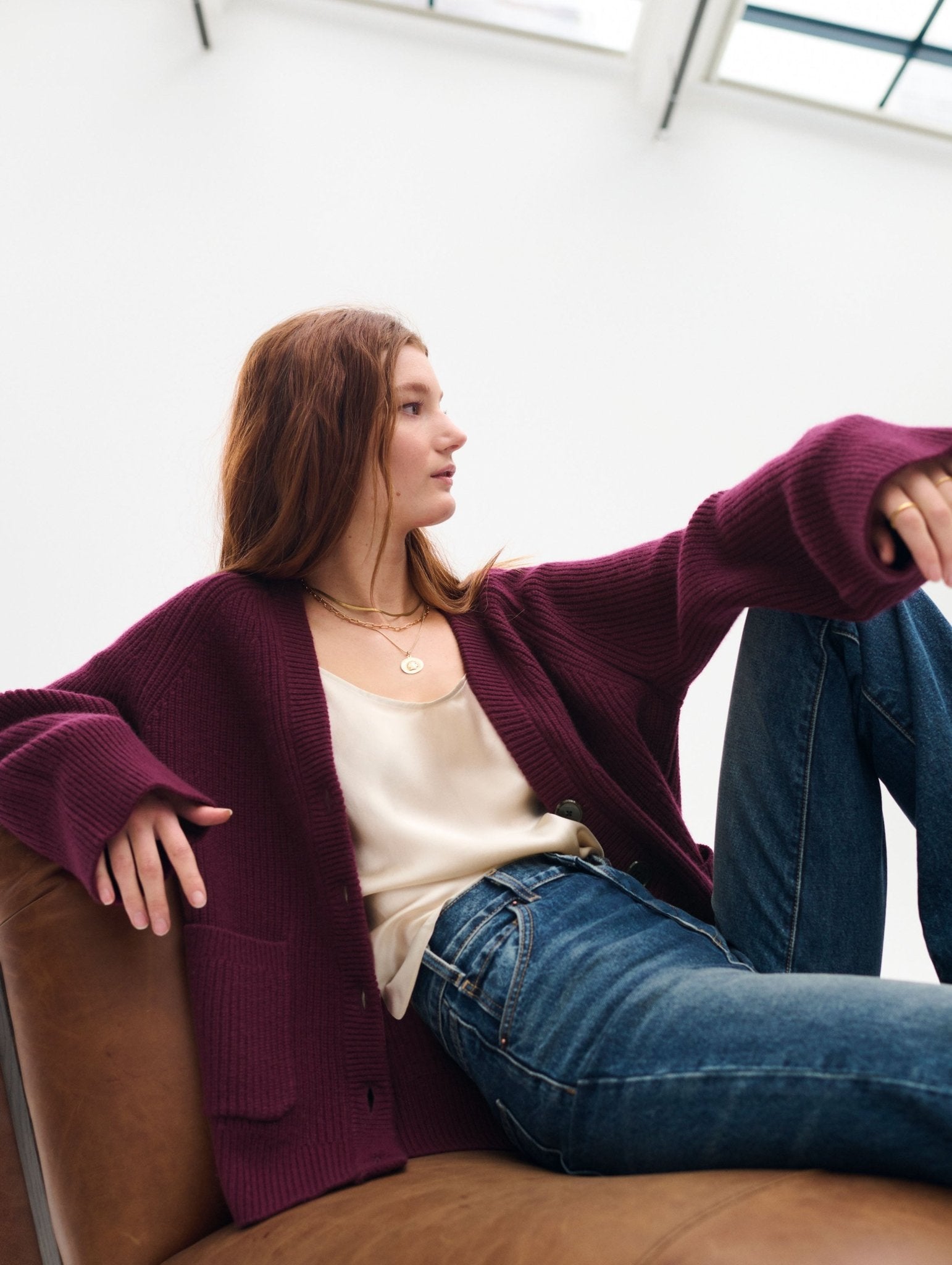 Merino Cashmere Ribbed Boyfriend Cardigan - Joy