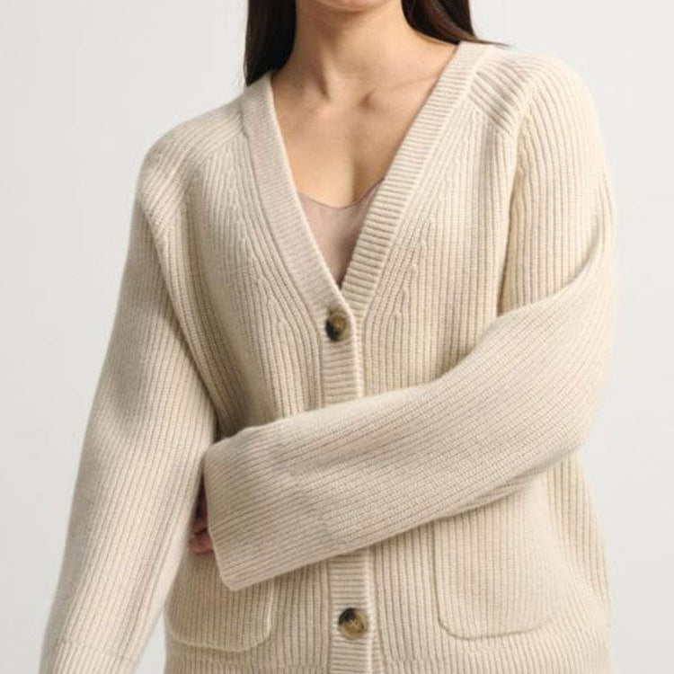 Merino Cashmere Ribbed Boyfriend Cardigan - Joy Gift Shoppe