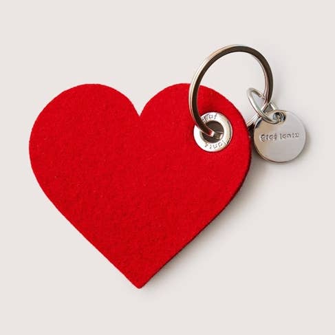 Merino Wool Heart Key Fob - Red - Joy
