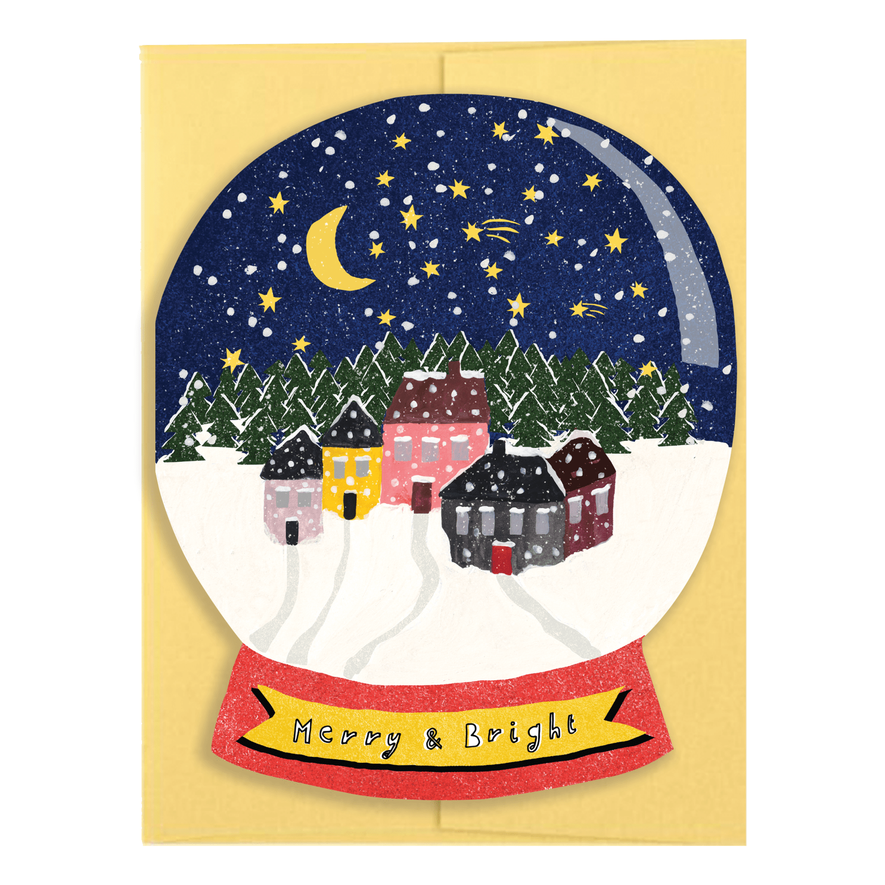 Merry & Bright Snow Globe - Die Cut Card - Joy Gift Shoppe