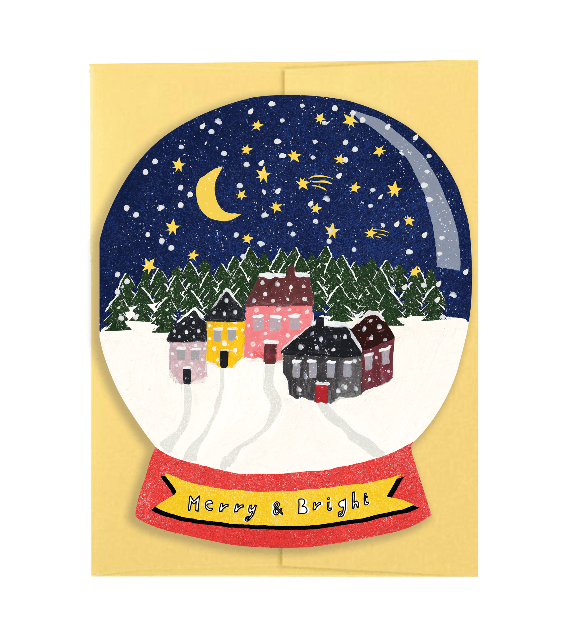 Merry & Bright Snow Globe - Die Cut Card - Joy Gift Shoppe