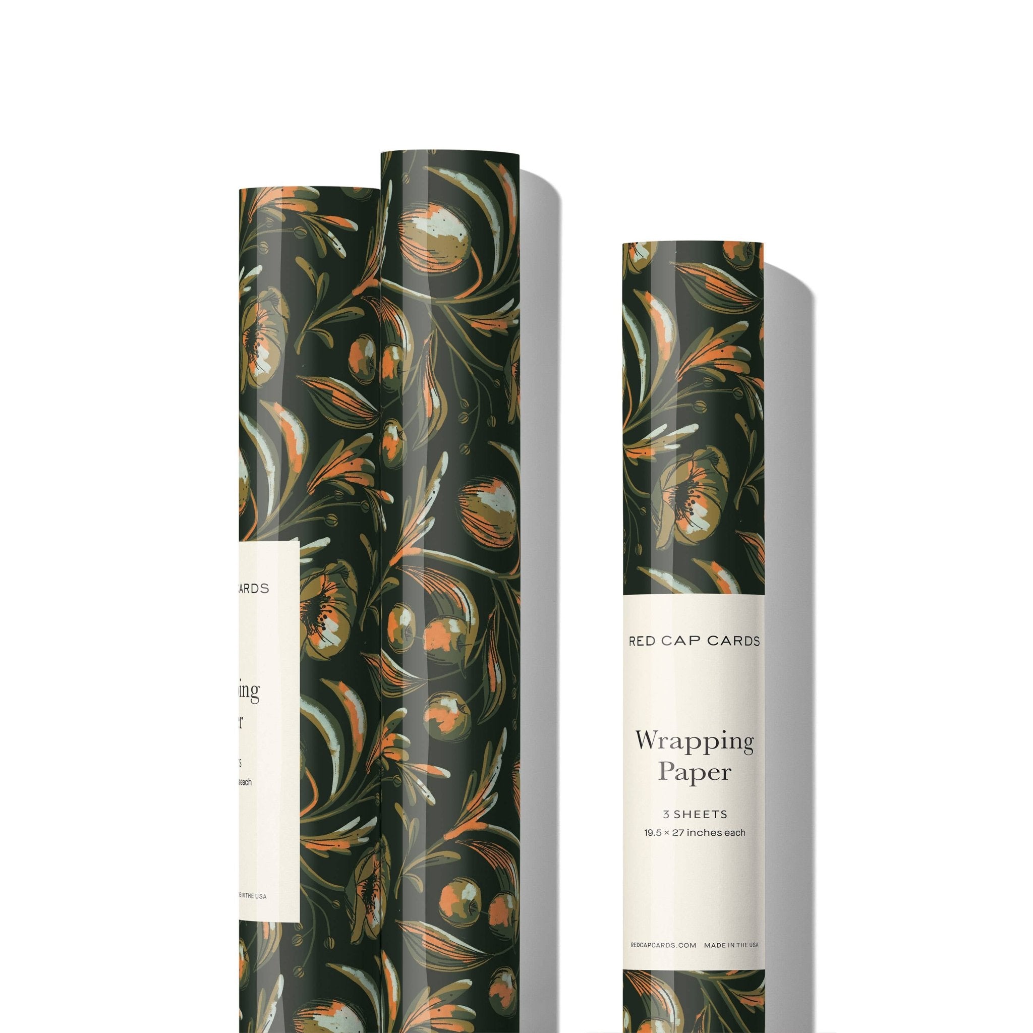 Midnight Flowers Holiday Wrapping Paper: Rolls of 3 Sheets - Joy