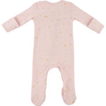 Mini Gold Star Foil Zipper Footie - Dusty Pink - Joy