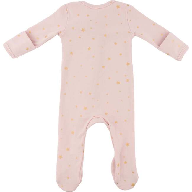 Mini Gold Star Foil Zipper Footie - Dusty Pink - Joy