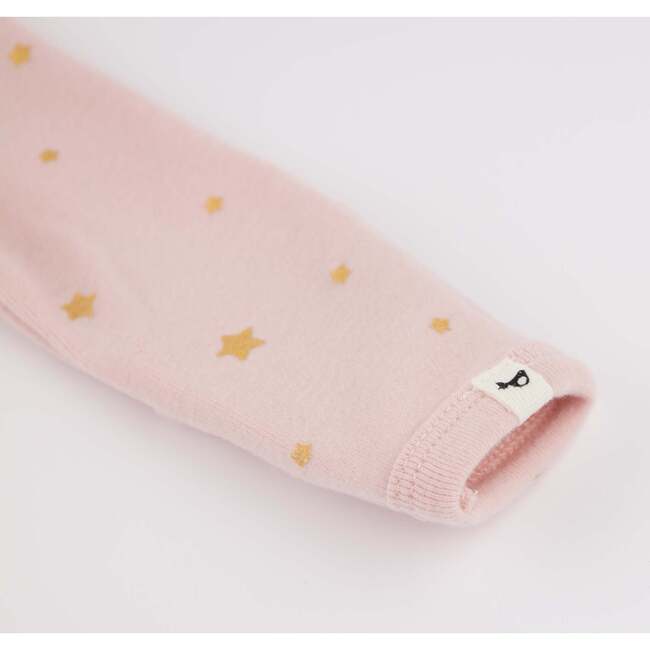 Mini Gold Star Foil Zipper Footie - Dusty Pink - Joy
