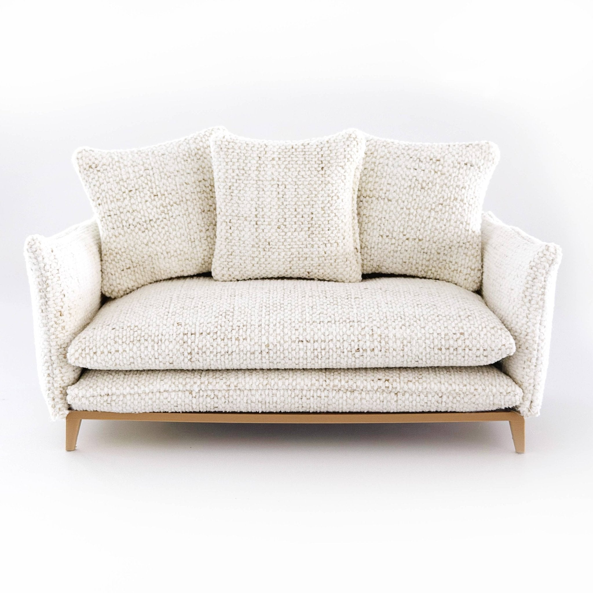 Miniature Heathered Woven Sofa – Ivory - Joy Gift Shoppe