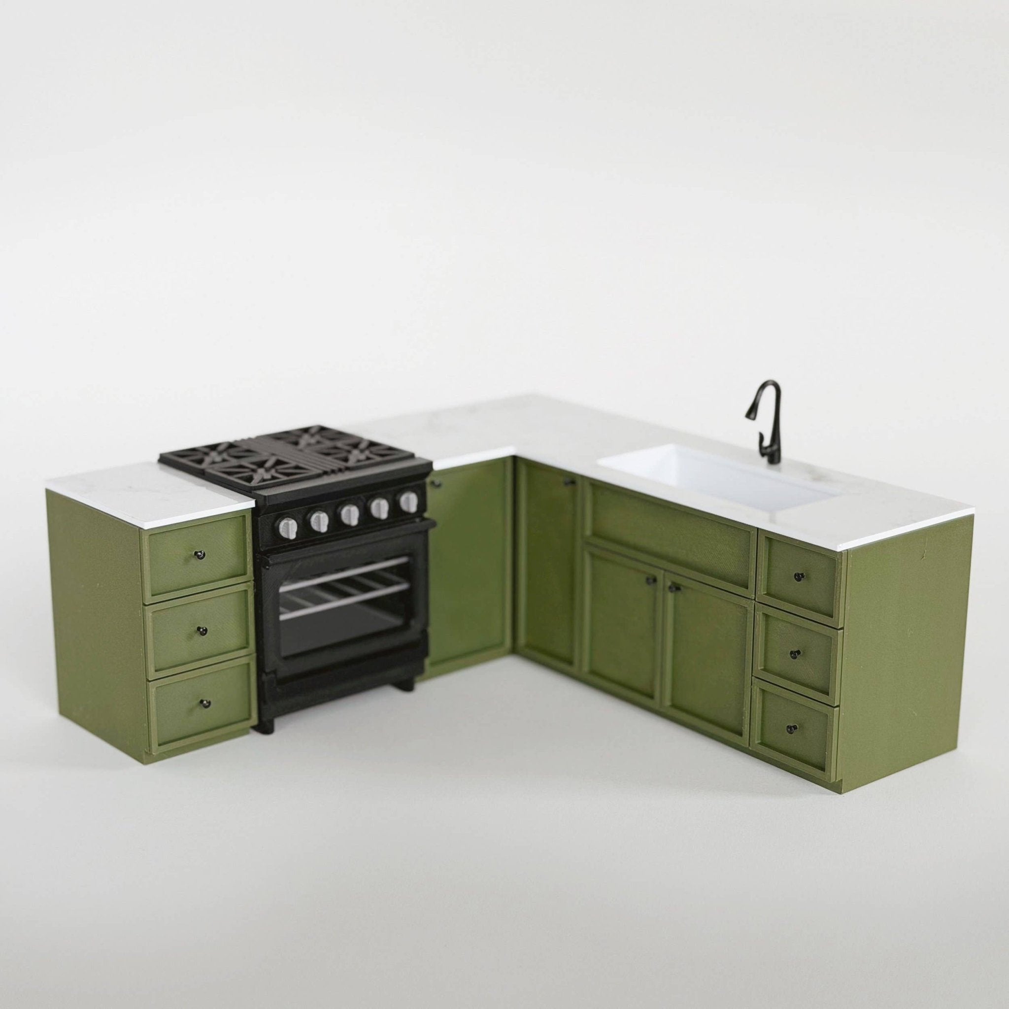 Miniature Kitchen Cabinet & Oven Set – Olive Green - Joy Gift Shoppe