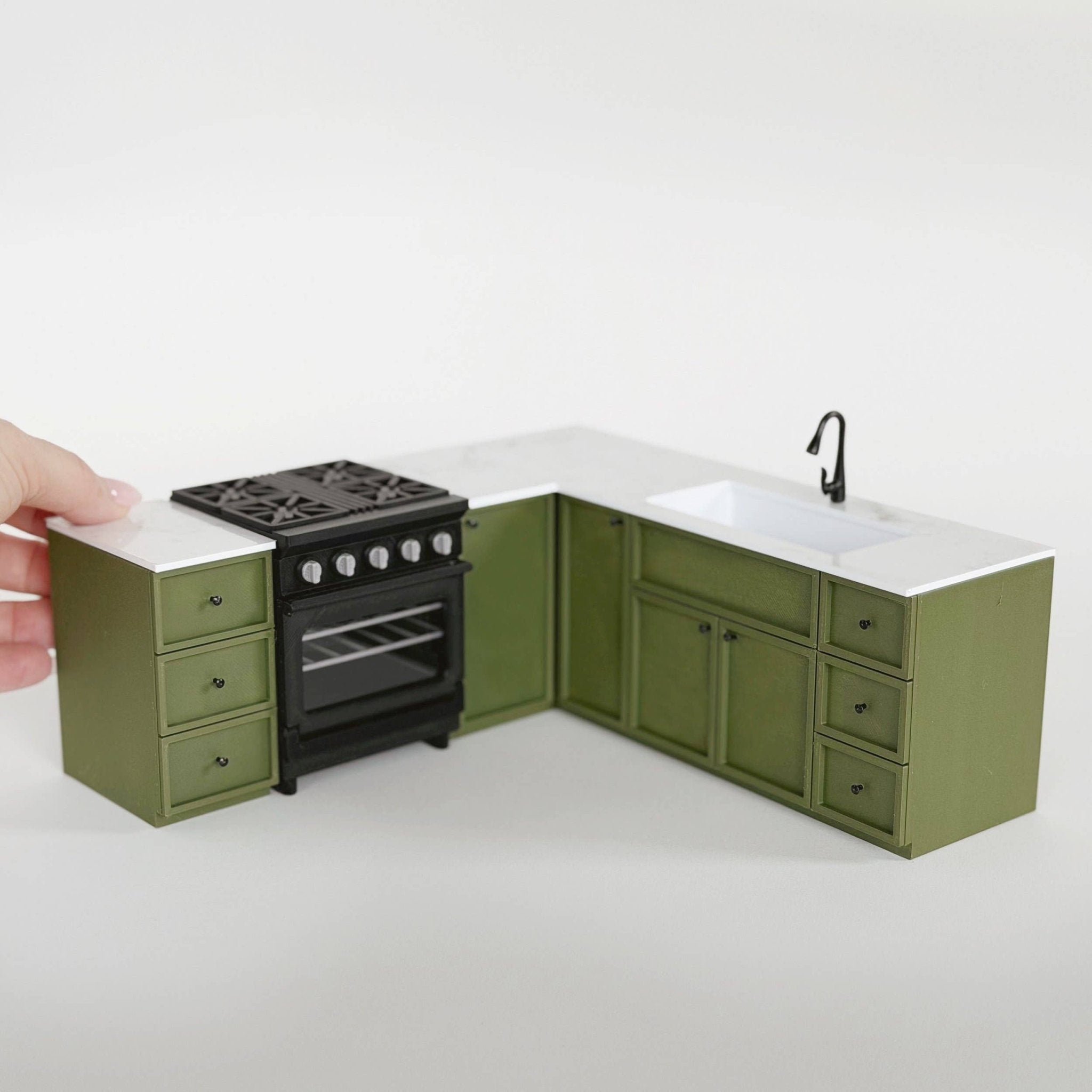 Miniature Kitchen Cabinet & Oven Set – Olive Green - Joy Gift Shoppe