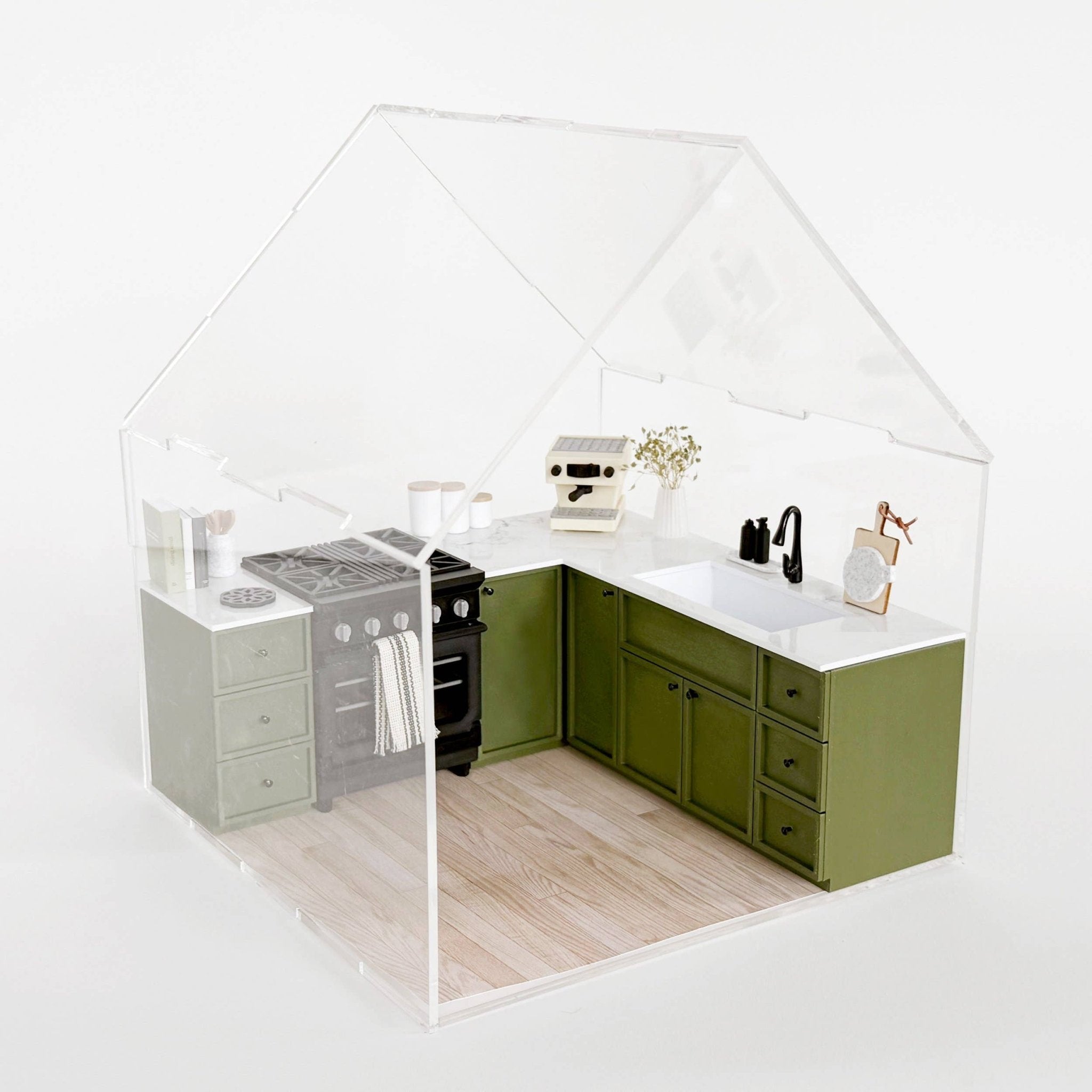 Miniature Kitchen Cabinet & Oven Set – Olive Green - Joy Gift Shoppe