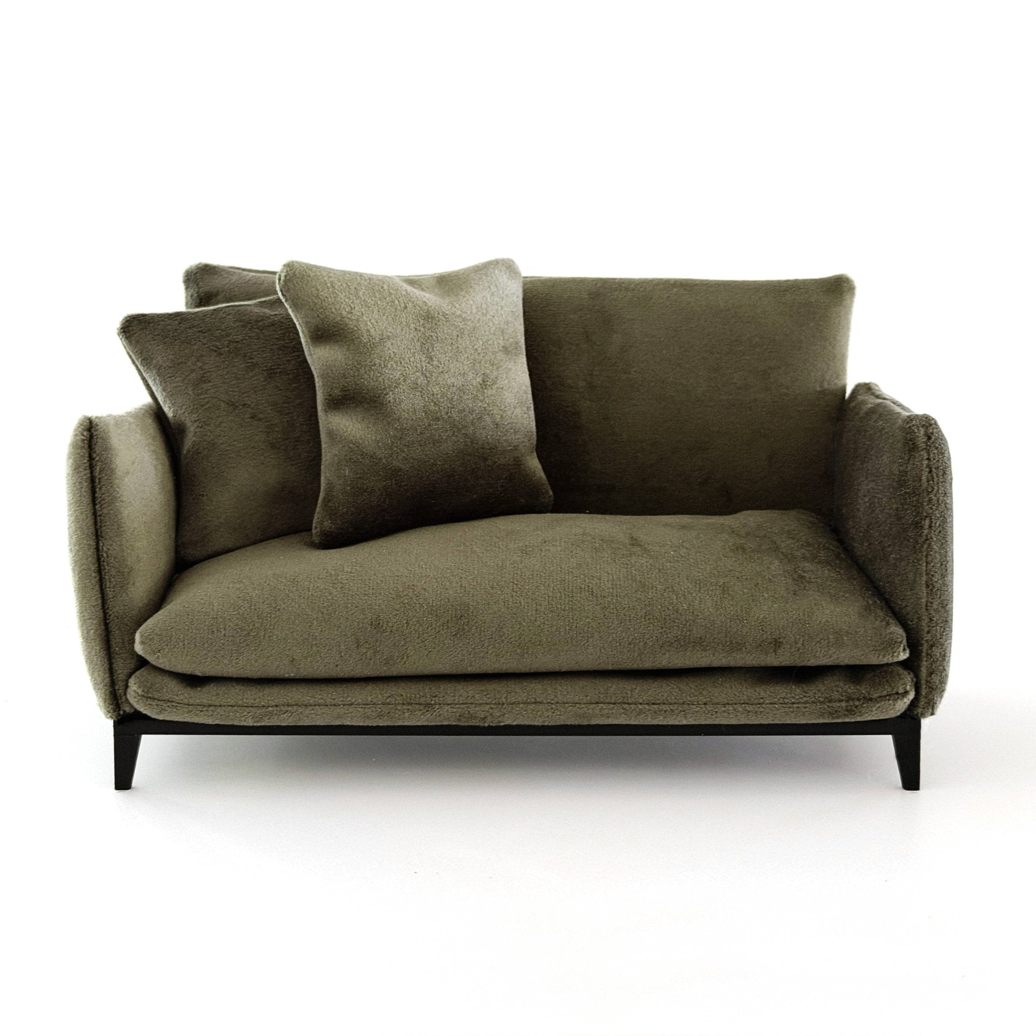 Miniature Plush Velvet Sofa – Olive Green - Joy Gift Shoppe