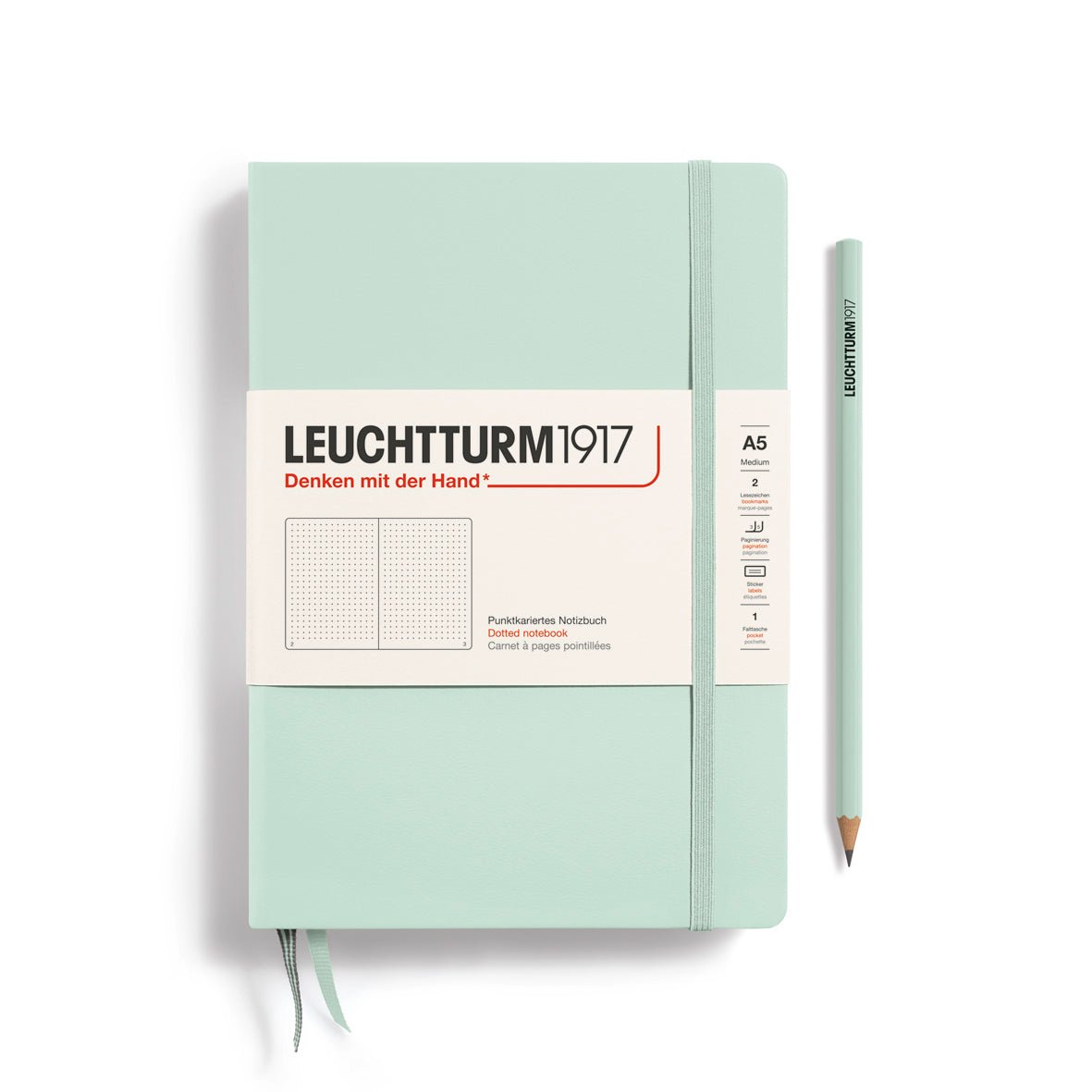 Mint Green Medium Hardcover Notebook - Dotted - Joy