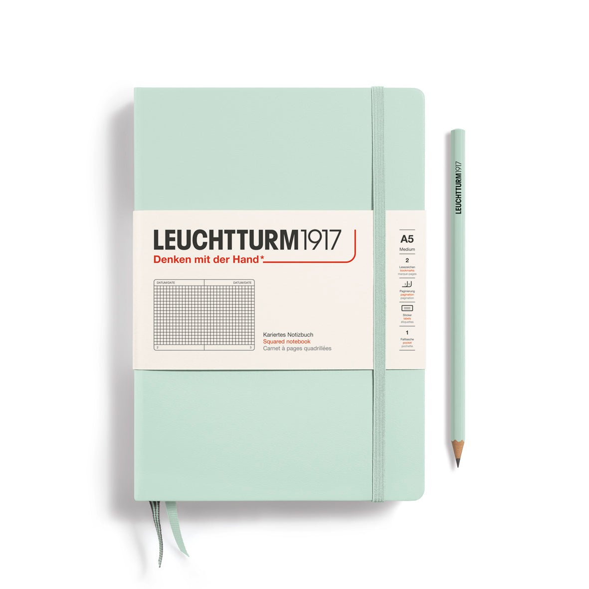 Mint Green Medium Hardcover Notebook - Squared - Joy